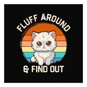 Pluis Er Rond En Kom Erachter Grappige Retro Kat Foto Afdruk