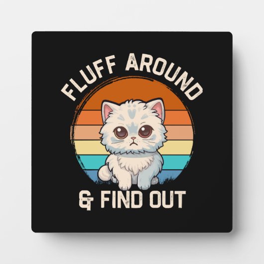 Pluis Er Rond En Ontdek Grappige Retro Kat Fotoplaat (Voorkant)