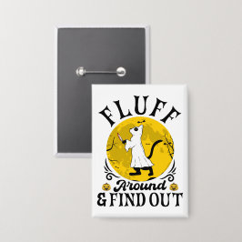 Pluis rond en ontdek het, enge kat Halloween Button