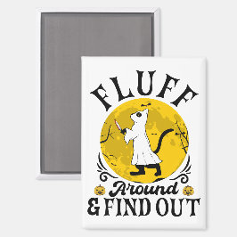 Pluis rond en ontdek het, enge kat Halloween Magneet