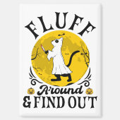 Pluis rond en ontdek het, enge kat Halloween Magneet (Voorkant)