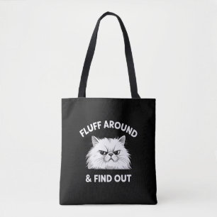 Pluis Rond Grappige Sarcastische Kat Dames Citaat  Tote Bag