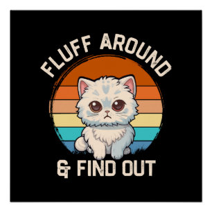 Pluis Rondneuzen en Ontdek Grappige Retro Kat Perfect Poster