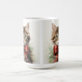 PLUIZIG BRUIN TABBY KITTEN MET RODE STRIK KOFFIEMOK (Center)