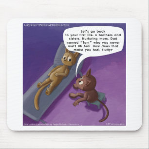 Pluizig in therapie Grappige kat cartoon Muismat