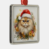 PLUIZIG KERSTVAKANTIE KAT GEZICHT METALEN ORNAMENT (Rechts)