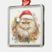 PLUIZIG KERSTVAKANTIE KAT GEZICHT METALEN ORNAMENT (Links)