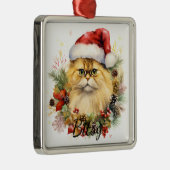 PLUIZIG KERSTVAKANTIE KAT GEZICHT METALEN ORNAMENT (Rechts)