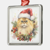 PLUIZIG KERSTVAKANTIE KAT GEZICHT METALEN ORNAMENT (Links)