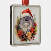 PLUIZIG KERSTVAKANTIE KAT GEZICHT METALEN ORNAMENT (Rechts)