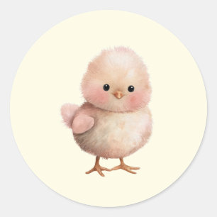 pluizig klein kuiken   Schattige lente- en paasdie Ronde Sticker