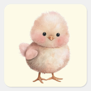 pluizig klein kuiken   Schattige lente- en paasdie Vierkante Sticker