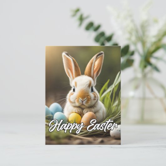 pluizig klein paashaas konijn briefkaart (Staand voorkant)