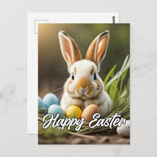 pluizig klein paashaas konijn briefkaart (Voorkant / Achterkant)