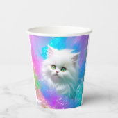 pluizig leuk kitten meisje verjaardagsfeest papieren bekers (Achterkant)