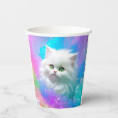 pluizig leuk kitten meisje verjaardagsfeest papieren bekers (Voorkant)
