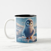 pluizig pinguïnplezier tweekleurige koffiemok (Links)