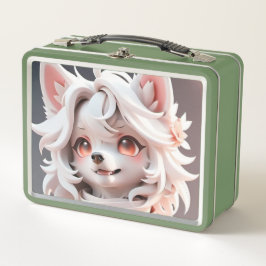 pluizig roze en witte puppy