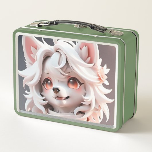 pluizig roze en witte puppy (Achterkant)