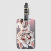 pluizig roze en witte puppy bagagelabel (Voorkant (verticaal))