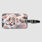 pluizig roze en witte puppy bagagelabel (Voorkant (horizontaal))