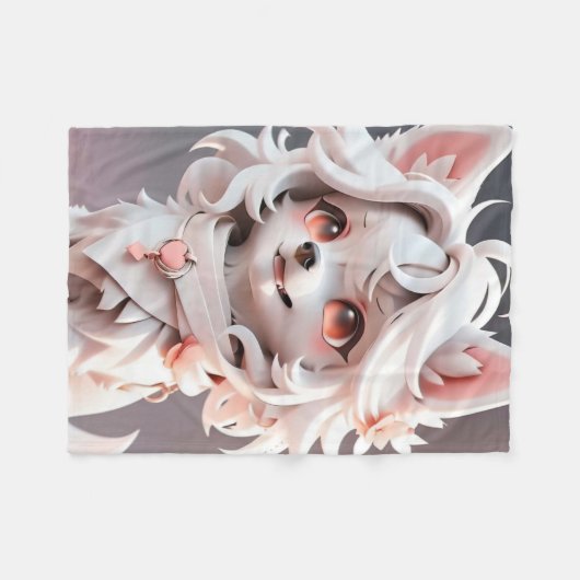 pluizig roze en witte puppy fleece deken (Voorkant (Horizontaal))