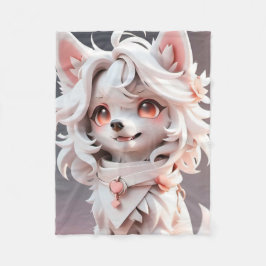 pluizig roze en witte puppy fleece deken