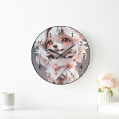 pluizig roze en witte puppy grote klok (Huis)