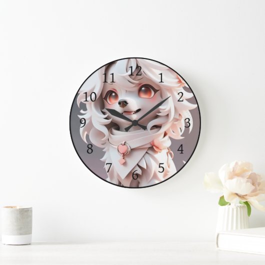 pluizig roze en witte puppy grote klok (Huis)