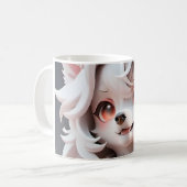 pluizig roze en witte puppy koffiemok (Voorkant links)