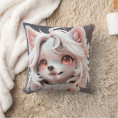 pluizig roze en witte puppy kussen (Deken)