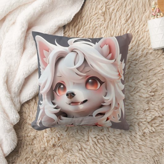 pluizig roze en witte puppy kussen (Deken)