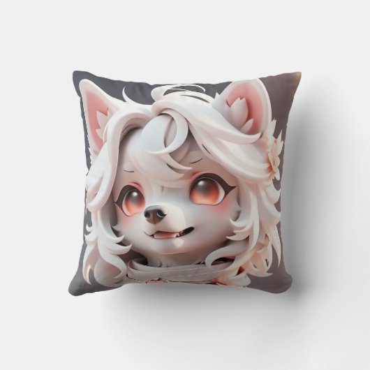 pluizig roze en witte puppy kussen (Achterkant)