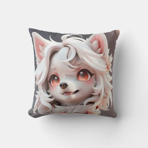 pluizig roze en witte puppy kussen