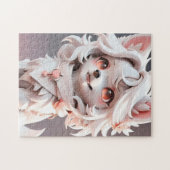pluizig roze en witte puppy legpuzzel (Horizontaal)