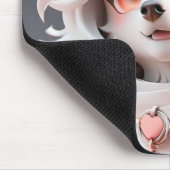 pluizig roze en witte puppy muismat (Hoek)