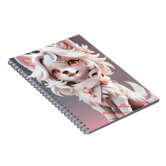 pluizig roze en witte puppy notitieboek (Rechterzijde)