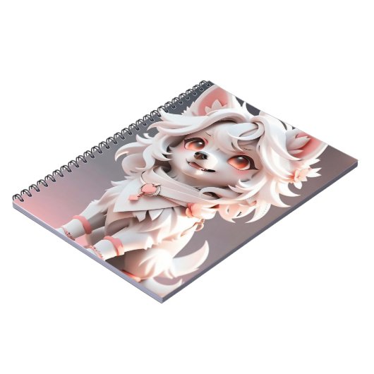 pluizig roze en witte puppy notitieboek (Linkerzijde)