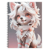 pluizig roze en witte puppy notitieboek (Voorkant)