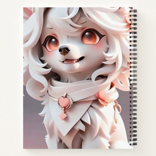 pluizig roze en witte puppy notitieboek (Achterkant)