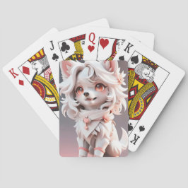 pluizig roze en witte puppy pokerkaarten