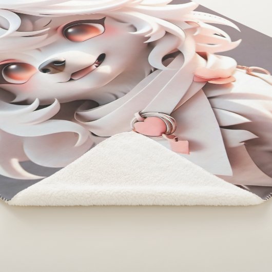 pluizig roze en witte puppy sherpa deken (3/4)