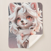 pluizig roze en witte puppy sherpa deken (Voorkant)