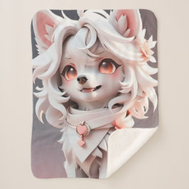 pluizig roze en witte puppy sherpa deken