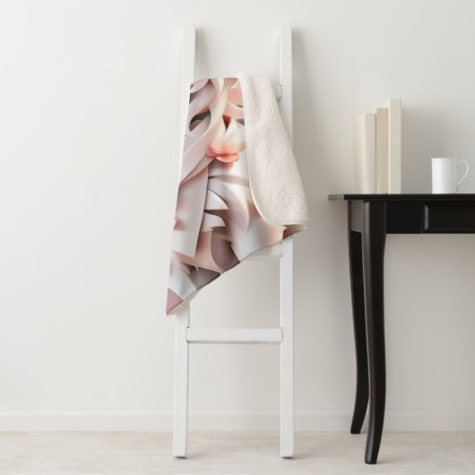 pluizig roze en witte puppy sherpa deken (In situ)