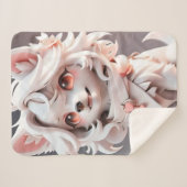 pluizig roze en witte puppy sherpa deken (Voorkant (horizontaal))