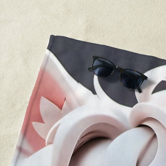 pluizig roze en witte puppy strandlaken (In situ)