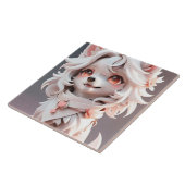 pluizig roze en witte puppy tegeltje (Zijkant)