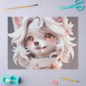 pluizig roze en witte puppy verjaardag cadeauverpa tissuepapier (Craft)