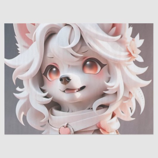 pluizig roze en witte puppy verjaardag cadeauverpa tissuepapier (Voorkant)